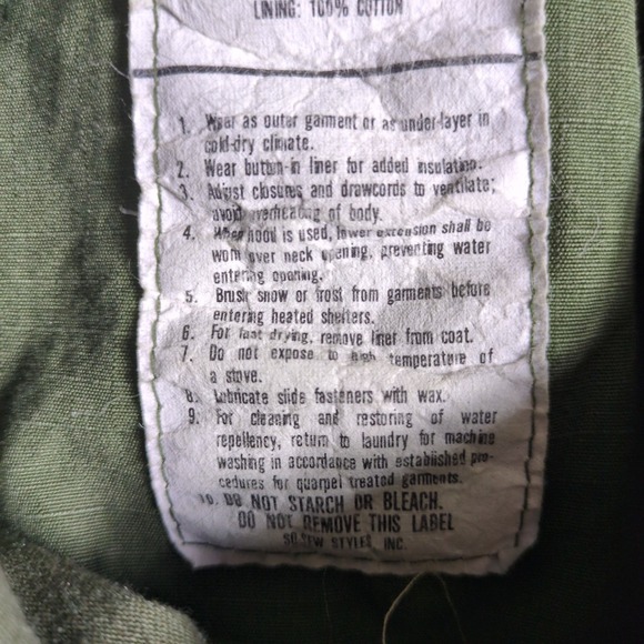 Vintage US Military Field Jacket Mens Med Reg Olive Drab OG-107 Without Liner - Picture 10 of 11